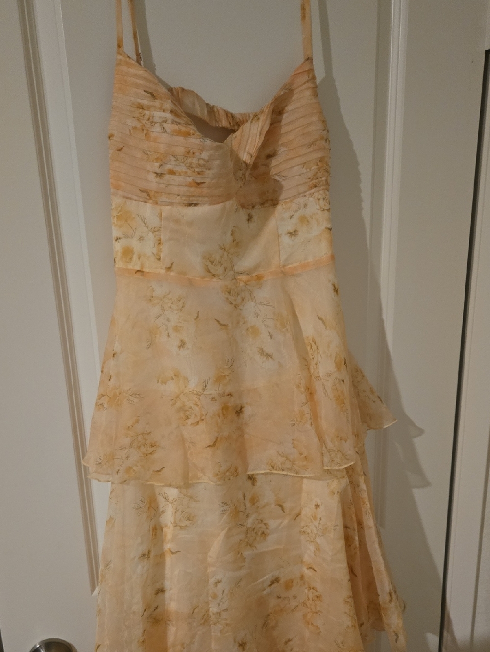 Hello Molly Cream and Peach Floral Tiered Dress, XL, New